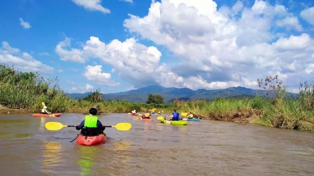 Kayaking on Mae Ping River, a perfect outdoor activity on a Chiang Mai excursion