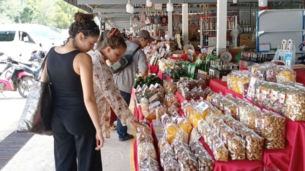 Traveler Shopping at Hmong Hill Tribe Market on a Chiang Mai Tour