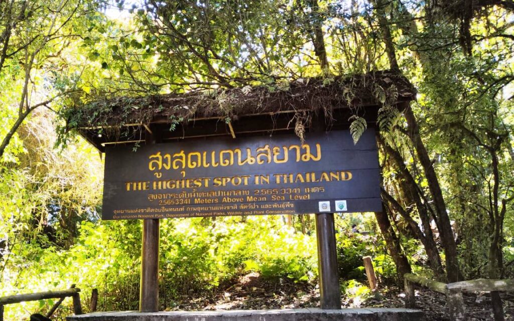 Sign marking the highest spot in Thailand, a must-visit destination for tourists joining this Chiang Mai trekking program