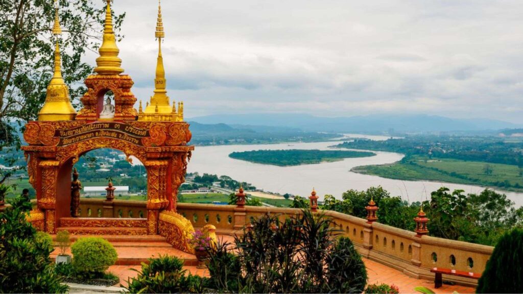 Scenic Golden Triangle view where Thailand, Laos, and Myanmar meet, included in the optional Chiang Mai to Chiang Rai day tour.