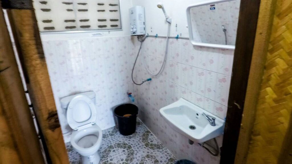 asic private bathroom at Karen hill tribe village homestay on Doi Inthanon Chiangmai excursion